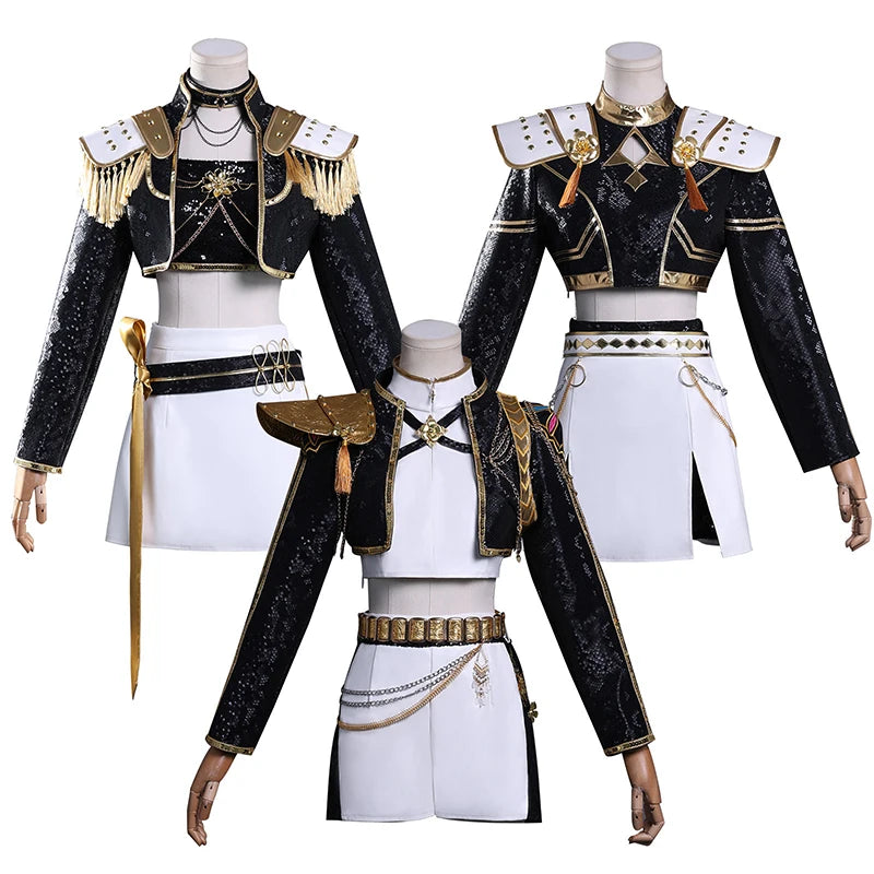 Rumi, Zoey & Mira Cosplay Costume with Wig | Black & Gold Stage Outfit Cosplay Costumes - The Eezee Shop