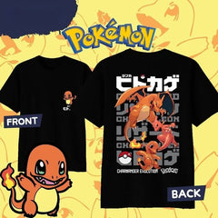 2026 Summer Pokémon Anime CHARMANDER 100% Pure Cotton Printed T-shirt Anime Tshirts - The Eezee Shop