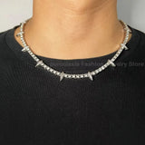 Lightning Pendant Tennis Necklace | Purple Iced Out CZ Chain Jewelry - The Eezee Shop