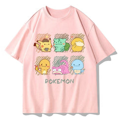 Pokémon Joint Short-sleeved T-shirt for Men and Women in Summer Up To Duck Pikachu Pure Cotton Clothes Pokémon Short-sleeved Top Anime Tshirts - The Eezee Shop