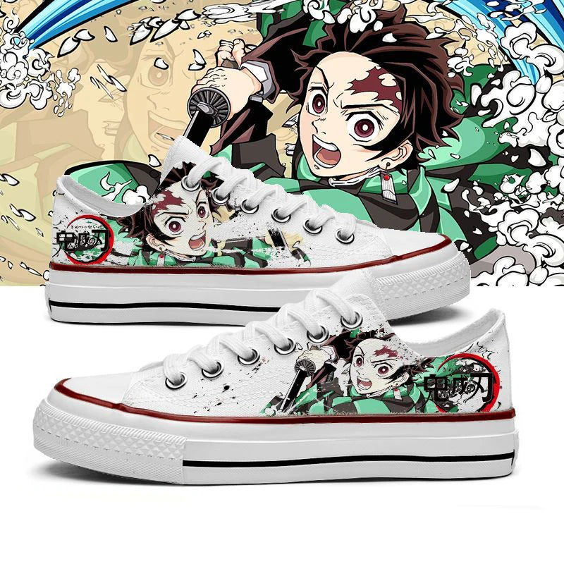 Tanjiro Canvas Sneakers | Demon Slayer Low-Top Graffiti Shoes Sneakers - The Eezee Shop