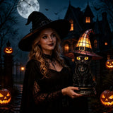 Gothic Resin Witch Hat Lamp | Light-Up Halloween Ornament Lamps & Night Lights - The Eezee Shop