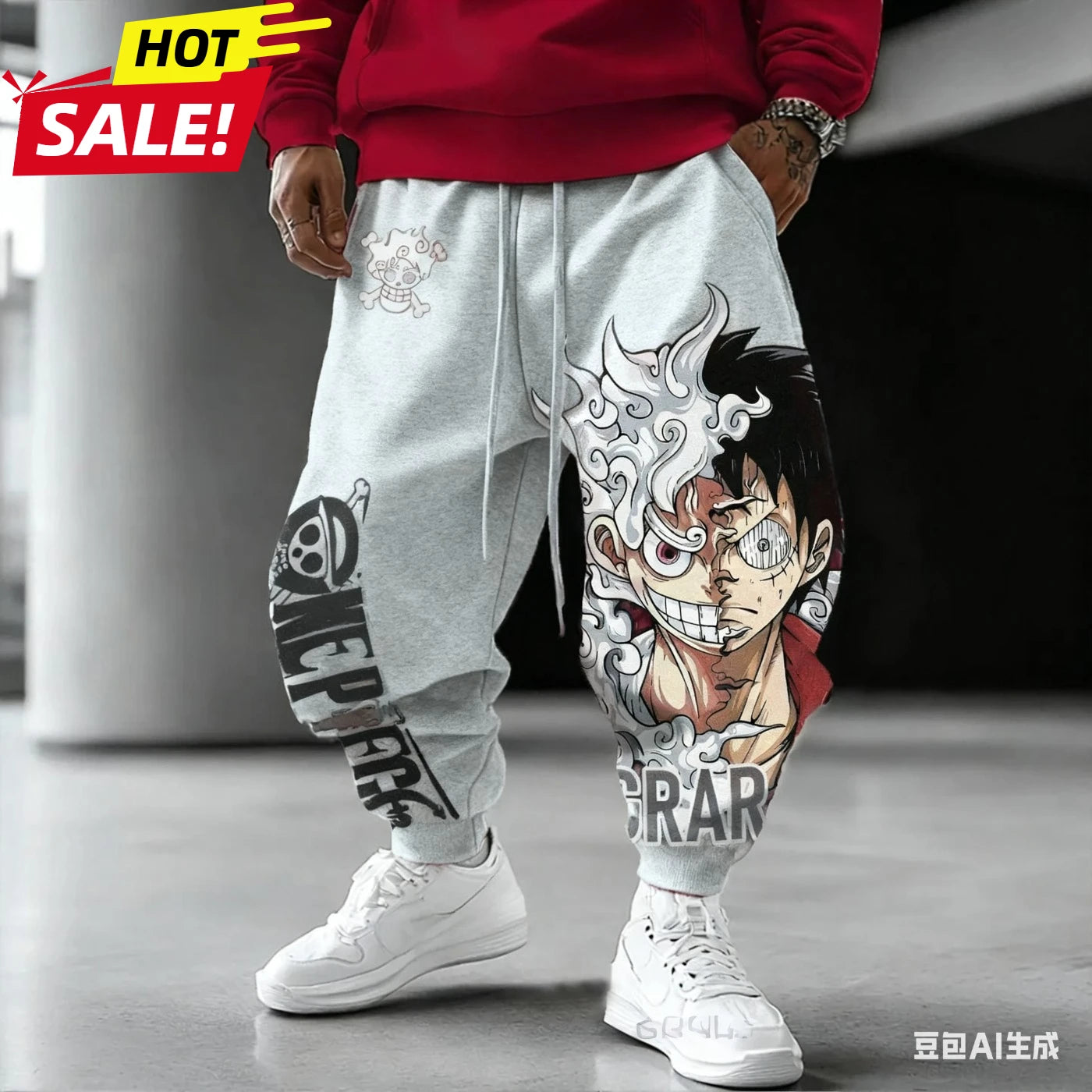 Luffy Gear 5 Anime One Piece Harajuku Men's Winter Cotton Pants Streetwear Women's Casual Cuffed Joggers Unisex Sweatpants Y2K Joggers - The Eezee Shop