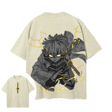 Zenitsu Agatsuma Washed T-Shirt | Demon Slayer Retro Tee Graphic Tees - The Eezee Shop