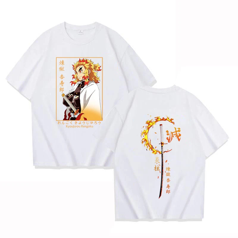Rengoku Pure Cotton T-Shirt | Demon Slayer Parent-Child Tee Graphic Tees - The Eezee Shop