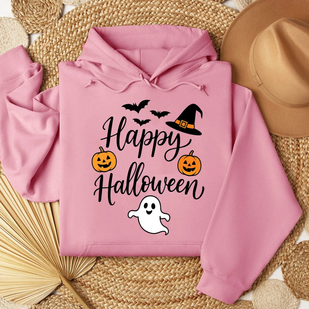 Happy Halloween Slogan Hoodie | Unisex Witch Hat Pumpkin Pullover Hoodies & Sweatshirts - The Eezee Shop