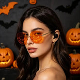 Jack-O-Lantern Pumpkin Sunglasses | Rimless Novelty Glasses Cosplay Accessories - The Eezee Shop
