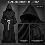 Medieval Monk Robe Costume | 4-Piece Hooded Cloak Set Halloween Costumes - The Eezee Shop