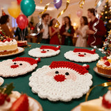 Crochet Santa Claus Coasters | Handmade Holiday Drink Coasters Party Supplies - The Eezee Shop