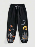 Pumpkin Skeleton Jogger Pants | Unisex Halloween Sweatpants Joggers & Pants - The Eezee Shop