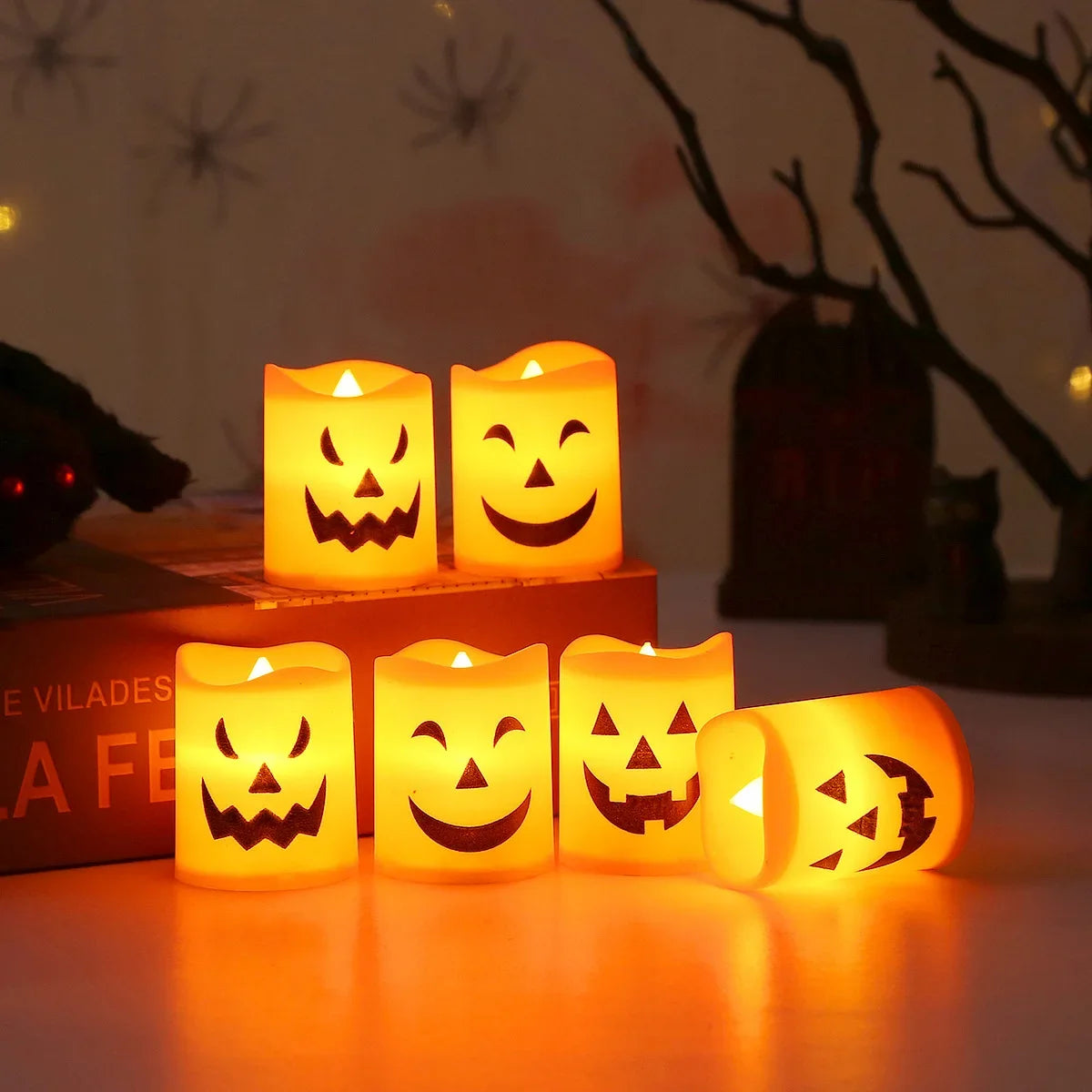 Skull & Ghost Pumpkin LED Candles | Flameless Halloween Lights Halloween Lights - The Eezee Shop