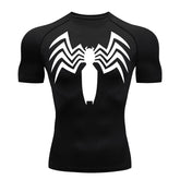Spider Print Compression Shirts for Men Summer Short Sleeve Rash Guard Other - The Eezee Shop