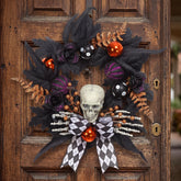 Skeleton Hands Gothic Wreath | 20" Black Feather Halloween Wreath Wreaths & Garlands - The Eezee Shop