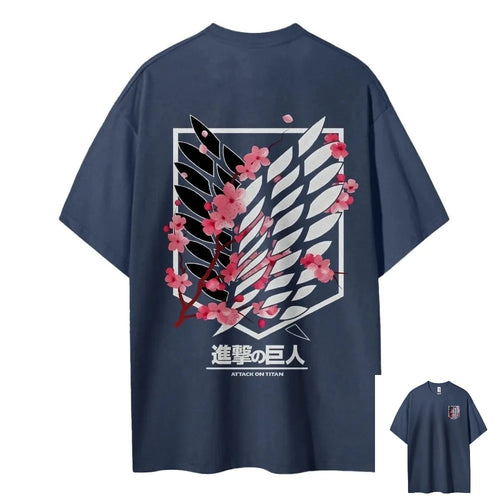 Attack on Titan Wings of Freedom Cherry Blossom T-Shirt Anime Tshirts - The Eezee Shop