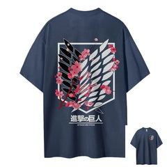 Attack on Titan Wings of Freedom Cherry Blossom T-Shirt Anime Tshirts - The Eezee Shop