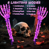 Solar Skeleton Hand Stake Lights | 2-Pack Purple LED Lawn Lights Halloween Lights - The Eezee Shop