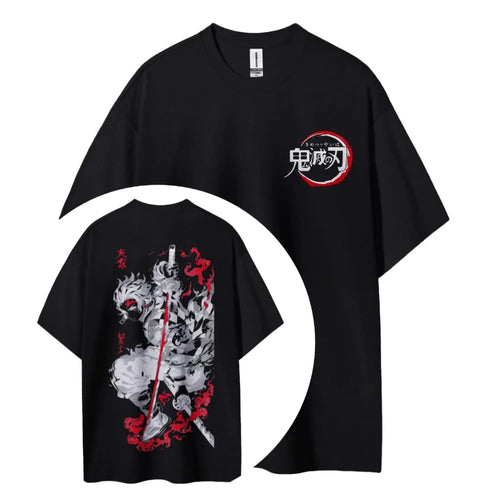 Demon Slayer: Kimetsu no Yaiba Cotton Unisex Round Neck Anime T-Shirt Men's and Women's Summer Fashion Breathable Street T-Shirt Anime Tshirts - The Eezee Shop