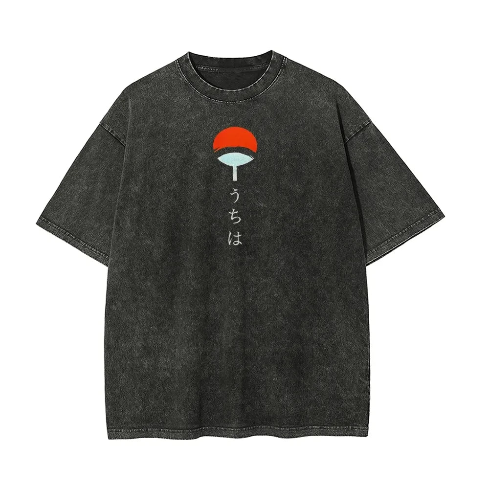 Naruto Itachi Uchiha T-shirt Akatsuki Crow Vintage Acid Wash Streetwear Oversized Retro Anime Grafische Katoenen Mannen Tees Top Anime Tshirts - The Eezee Shop