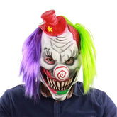 Scary Clown Mask with Purple & Green Hair | Haunted House Prop Halloween Masks - The Eezee Shop