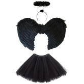 Black Dark Angel Wings & Halo Set | 3-Piece Gothic Costume Cosplay Accessories - The Eezee Shop