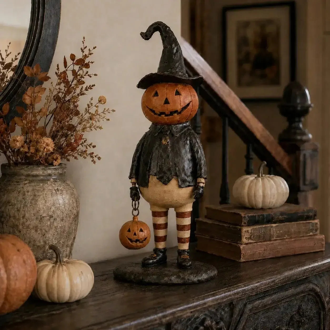 Pumpkin Witch Resin Statue | Halloween Shelf & Desk Decor Halloween Figurines - The Eezee Shop