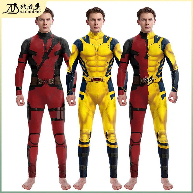 Deadpool & Wolverine Zentai Costume | Men's Superhero Jumpsuit Cosplay Costumes - The Eezee Shop