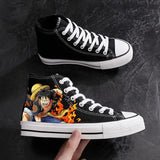 One Piece High-Top Canvas Shoes | Luffy & Zoro Graffiti Sneakers Sneakers - The Eezee Shop