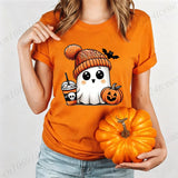 Cute Ghost Pumpkin Spice T-Shirt | Women's Orange Fall Tee Graphic Tees - The Eezee Shop