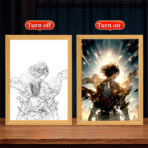 Attack on Titan LED Night Light Painting Frame Anime Wall Decor for Bedroom & Gaming Setup Anime Lamps - The Eezee Shop