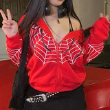 Rhinestone Skeleton Zip-Up Hoodie | Women's Gothic Oversized Hoodies & Sweatshirts - The Eezee Shop
