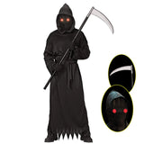Kids Grim Reaper Costume with Scythe | Glowing Red Eyes Halloween Costumes - The Eezee Shop
