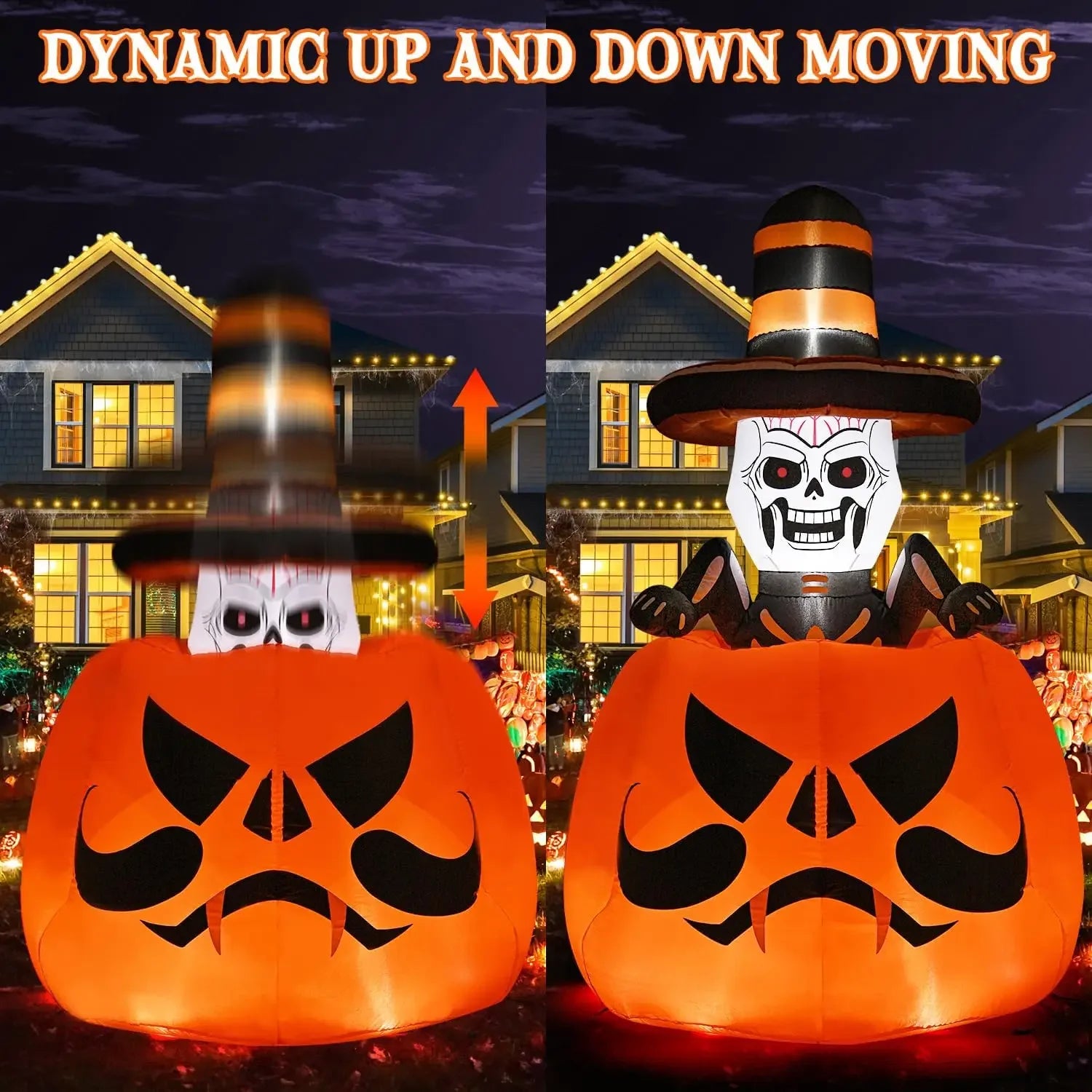 7ft Skeleton Pumpkin Inflatable | LED Halloween Lawn Display Outdoor Halloween Decorations - The Eezee Shop