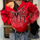 Rhinestone Skeleton Zip-Up Hoodie | Women's Gothic Oversized Hoodies & Sweatshirts - The Eezee Shop