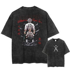 2026 Summer Men's Washed T-shirts Japanese Anime Demon Slayer Kyojuro Graphic Clothing Harajuku Y2K Oversized Pure Cotton Tops Anime Tshirts - The Eezee Shop