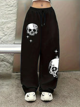 Women's Gothic Skull Wide Leg Joggers | Halloween Graphic Pants Joggers & Pants - The Eezee Shop