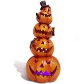 Light-Up Stacked Pumpkin Tower | 4-Tier Jack-O-Lantern Figurine Halloween Figurines - The Eezee Shop