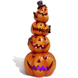 Light-Up Stacked Pumpkin Tower | 4-Tier Jack-O-Lantern Figurine Halloween Figurines - The Eezee Shop