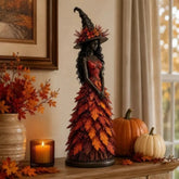 Vintage Autumn Witch Figurine | Rustic Forest Witch Statue Halloween Figurines - The Eezee Shop