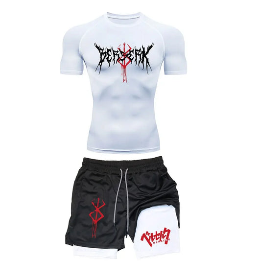 Anime Berserk Compression Set Men's Workout Gym Tshirts Breathable Running Shorts Quick Dry Sports Rash Guard Sportwear Set Anime Tshirts - The Eezee Shop