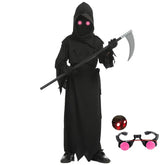 Kids Skeleton Grim Reaper Costume | Glowing Eyes Robe with Scythe Halloween Costumes - The Eezee Shop