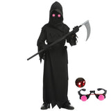 Kids Skeleton Grim Reaper Costume | Glowing Eyes Robe with Scythe Halloween Costumes - The Eezee Shop