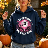 In October We Wear Pink Hoodie | Halloween Witch Pink Ribbon Hoodies & Sweatshirts - The Eezee Shop