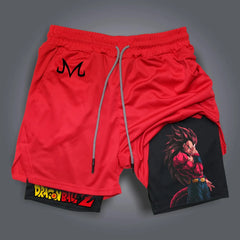 Dragon Ball Hot Blood Anime Peripheral Double-layer Shorts 2026 Men's Comfortable and Breathable Sports Five-point Pants Performance shorts - The Eezee Shop