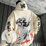 Tanjiro Oversized Cotton Hoodie | Demon Slayer Graphic Pullover Hoodies & Sweatshirts - The Eezee Shop