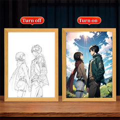 Attack on Titan LED Night Light Painting Frame Anime Wall Decor for Bedroom & Gaming Setup Anime Lamps - The Eezee Shop