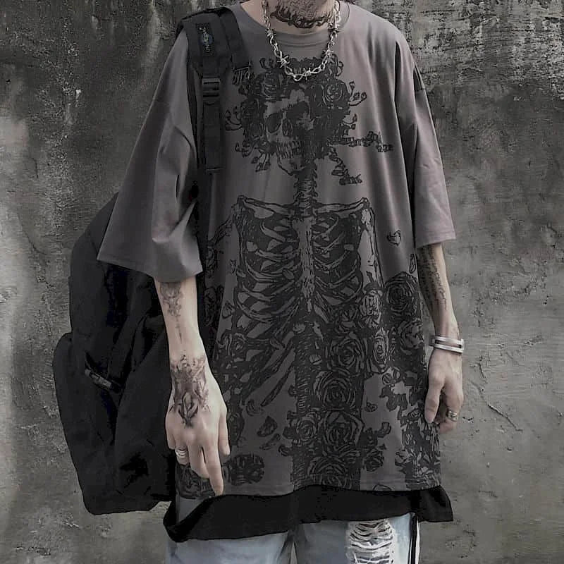 Gothic Skull Streetwear T-Shirt Men's High Street Summer Tee Anime Tshirts - The Eezee Shop