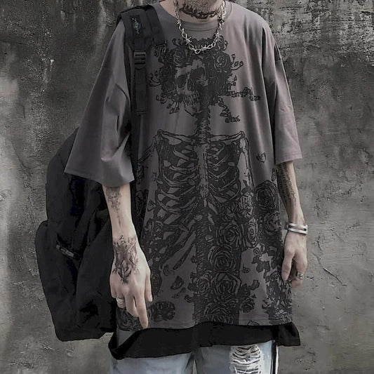 Gothic Skull Streetwear T-Shirt Men's High Street Summer Tee Anime Tshirts - The Eezee Shop