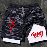 Berserk 2-in-1 Compression Gym Shorts Men's Anime Streetwear Performance shorts - The Eezee Shop