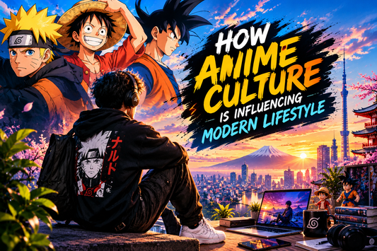 Anime culture influencing modern lifestyle, fashion, and Japanese pop culture at sunset.