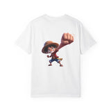 One Piece Luffy Straw Hat T-Shirt, Unisex Garment-Dyed Cotton Tee with Minimalist Chest Print T-Shirt - The Eezee Shop